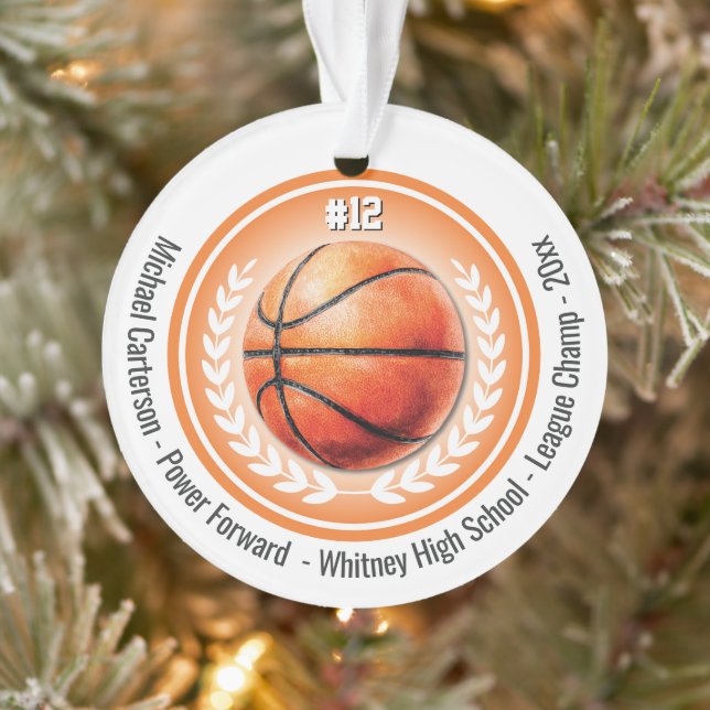Basketball Champion Team Monogram Ornament (Tree)