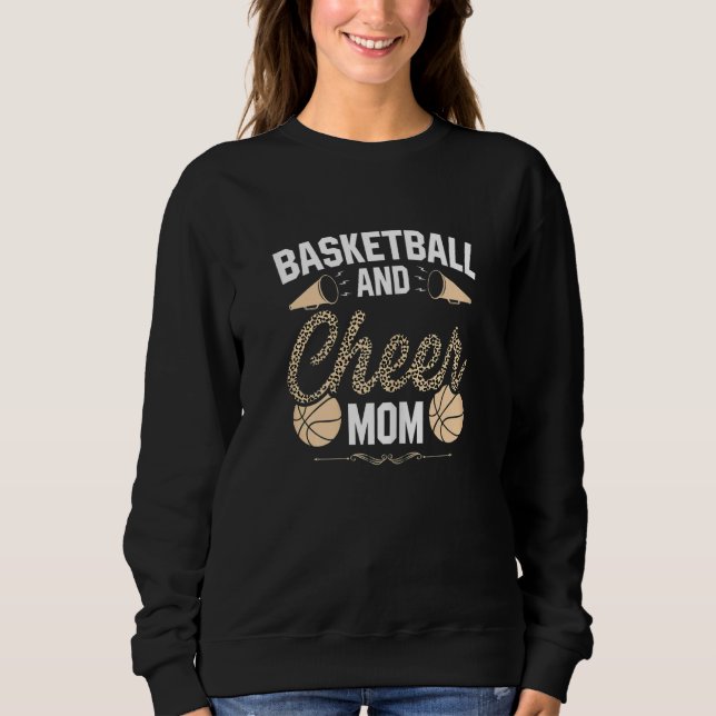 Basketball Cheer Fan Leopard Pattern Moms Cheerlea Sweatshirt (Front)