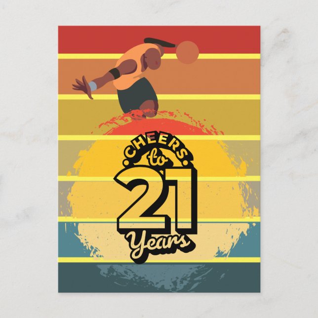 Basketball  Cheers to 21st Birthday on Sun Set Car Postcard (Front)