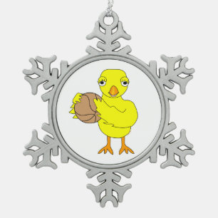 Basketball Chick Snowflake Pewter Christmas Ornament