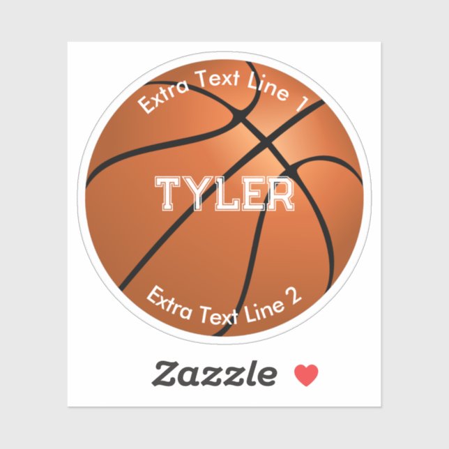 Basketball, Child's Name, 2 Extra Text Lines (Sheet)