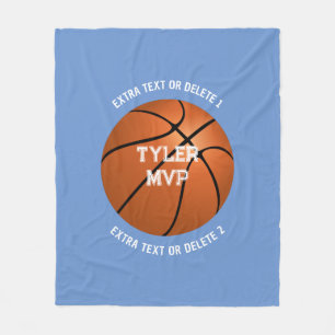Basketball Child's Name MVP/Number Extra Text Blue Fleece Blanket