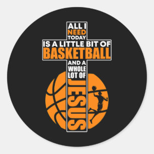 Basketball Christian Cross Classic Round Sticker