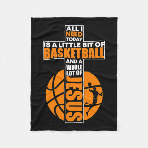 Basketball Christian Cross  Fleece Blanket