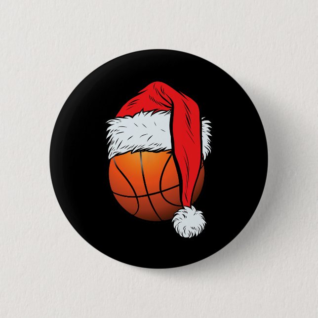 Basketball Christmas Ball Santa Hat Xmas Boys Men  6 Cm Round Badge (Front)
