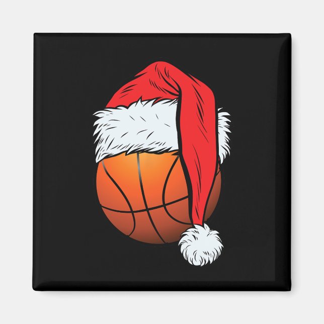 Basketball Christmas Ball Santa Hat Xmas Boys Men  Magnet (Front)