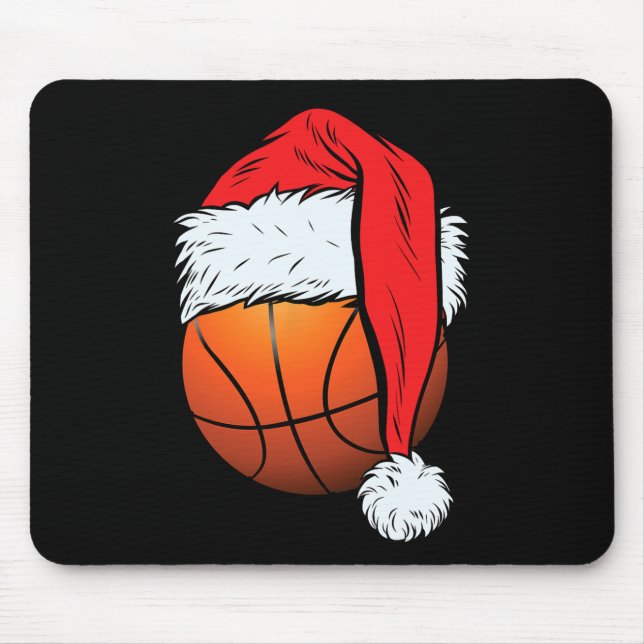 Basketball Christmas Ball Santa Hat Xmas Boys Men  Mouse Mat (Front)