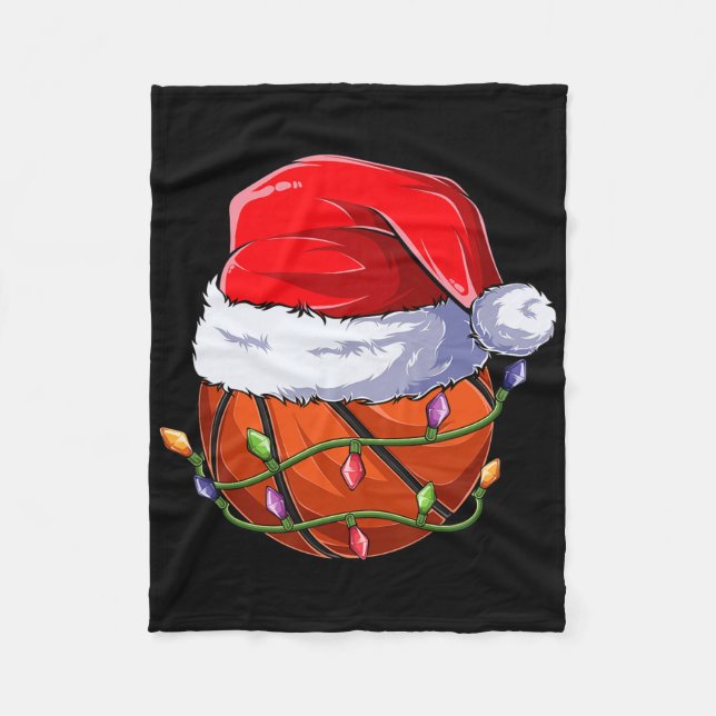 Basketball Christmas Boy Apparel, Funny Santa Srt  Fleece Blanket (Front)