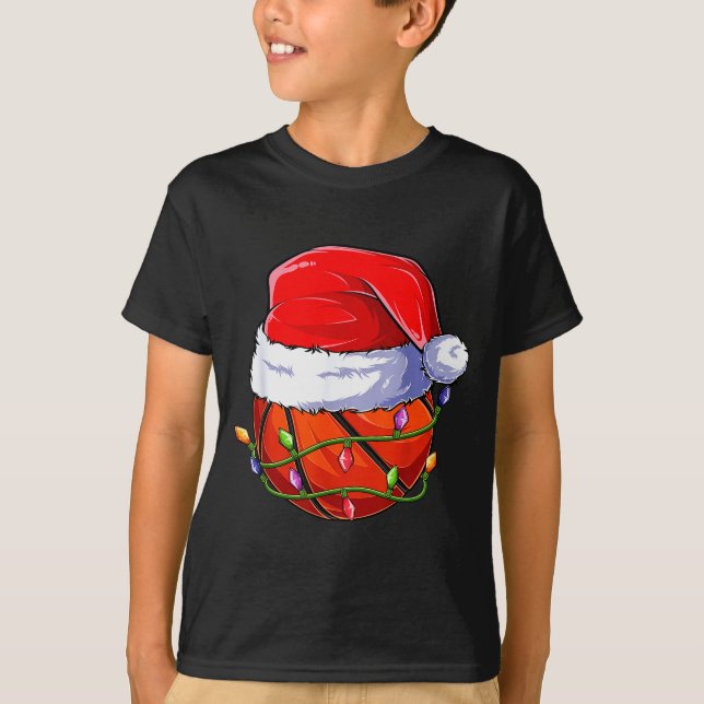 Basketball Christmas Boy Apparel, Funny Santa Srt  T-Shirt (Front)