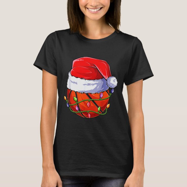 Basketball Christmas Boy Apparel, Funny Santa Srt  T-Shirt (Front)