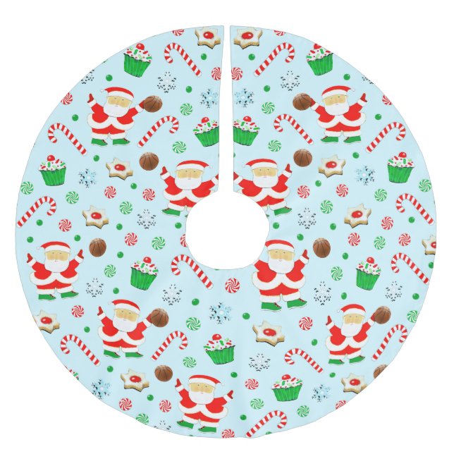 Basketball Christmas Brushed Polyester Tree Skirt (Front)