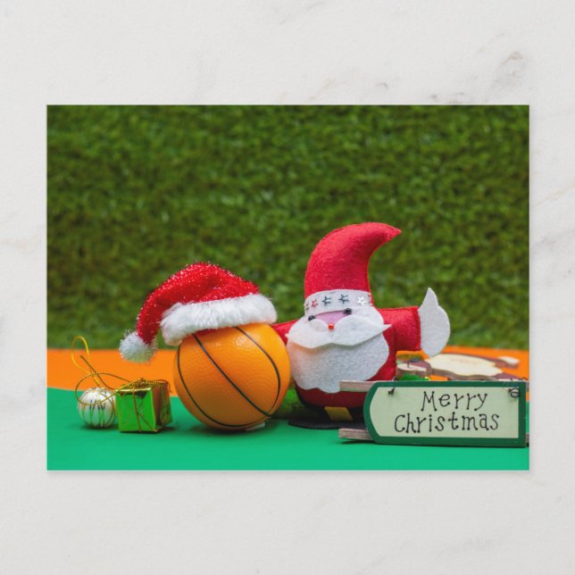 Basketball Christmas card with Santa Claus (Front)