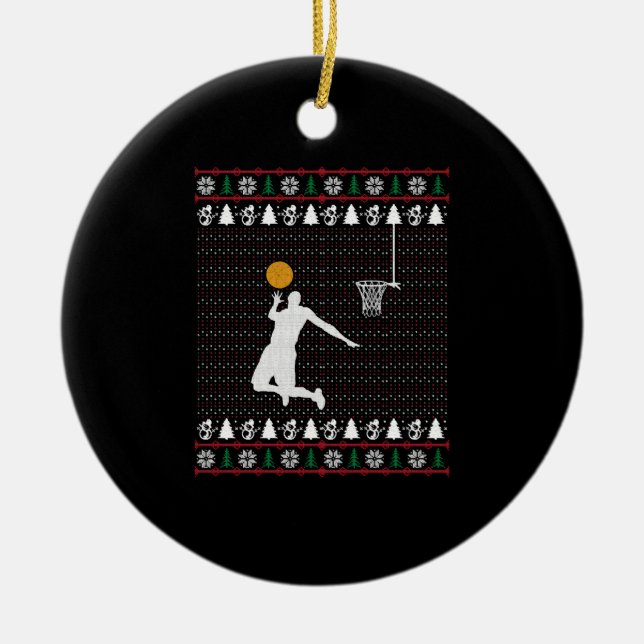 Basketball Christmas Ceramic Tree Decoration (Front)