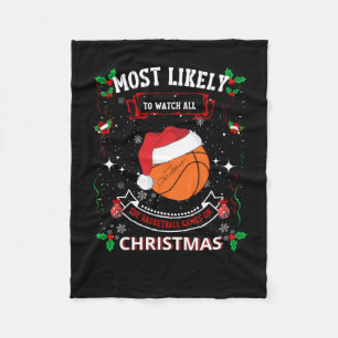 Basketball Christmas  Fleece Blanket