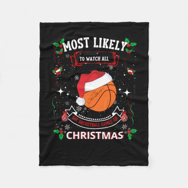 Basketball Christmas  Fleece Blanket (Front)