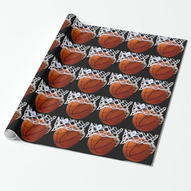 Basketball Christmas Gift Wrapping Paper (Unrolled)