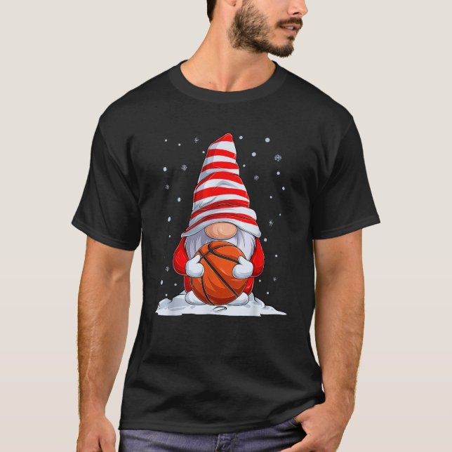 Basketball Christmas Gnome Family Pajamas  T-Shirt (Front)