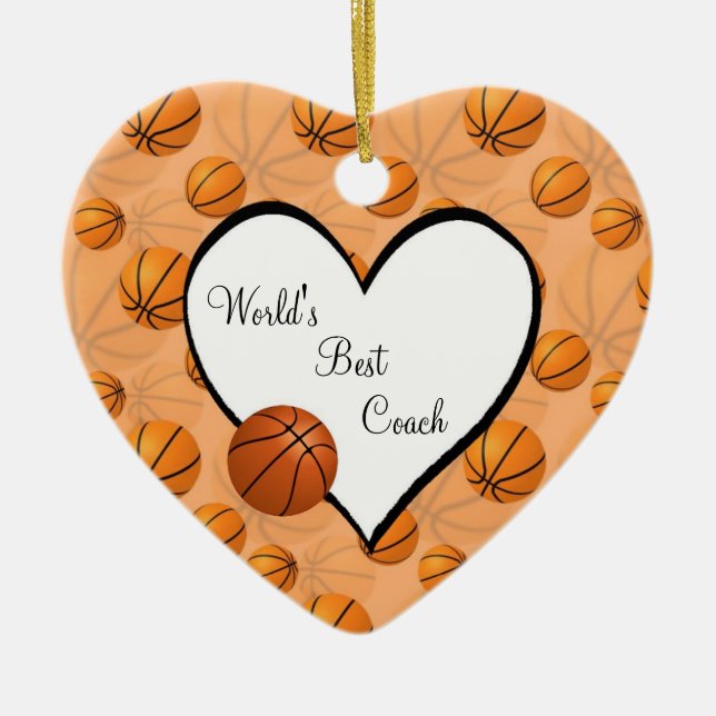 Basketball Christmas Heart Ornament (Front)