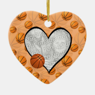 Basketball Christmas Heart Photo Ornament
