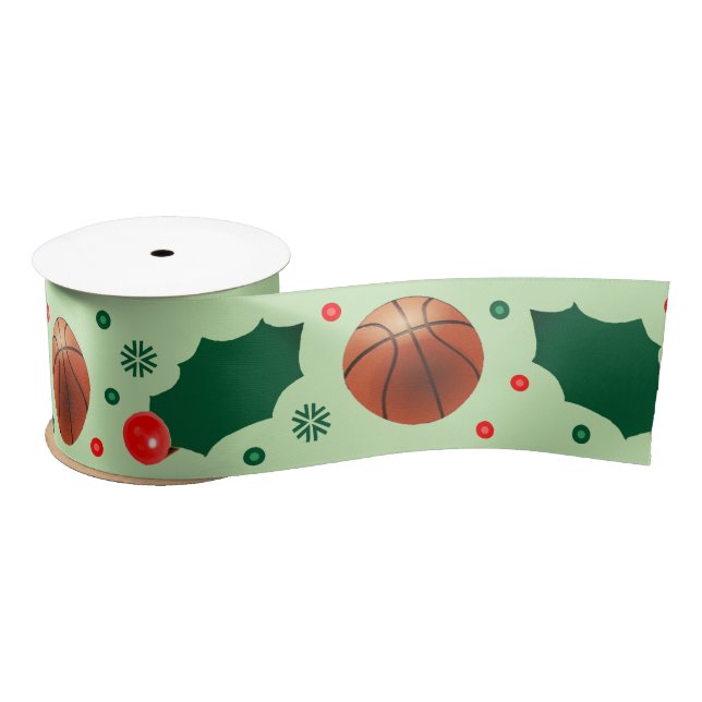 Basketball Christmas Holiday Gift Satin Ribbon (Spool)