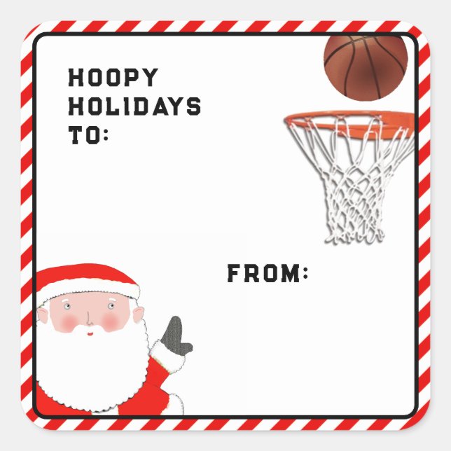 Basketball Christmas Holiday Gift Tags (Front)