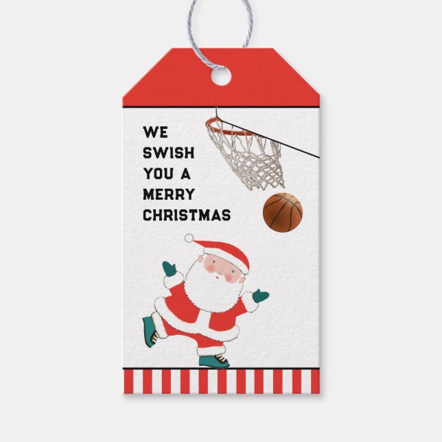 Basketball Christmas Holiday Gift Tags (Front)