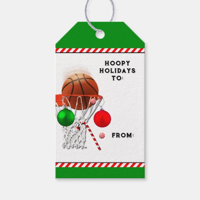 Basketball Christmas Holiday Gift Tags (Front)