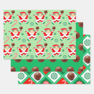 Basketball Christmas Holiday Gift Wrapping Paper