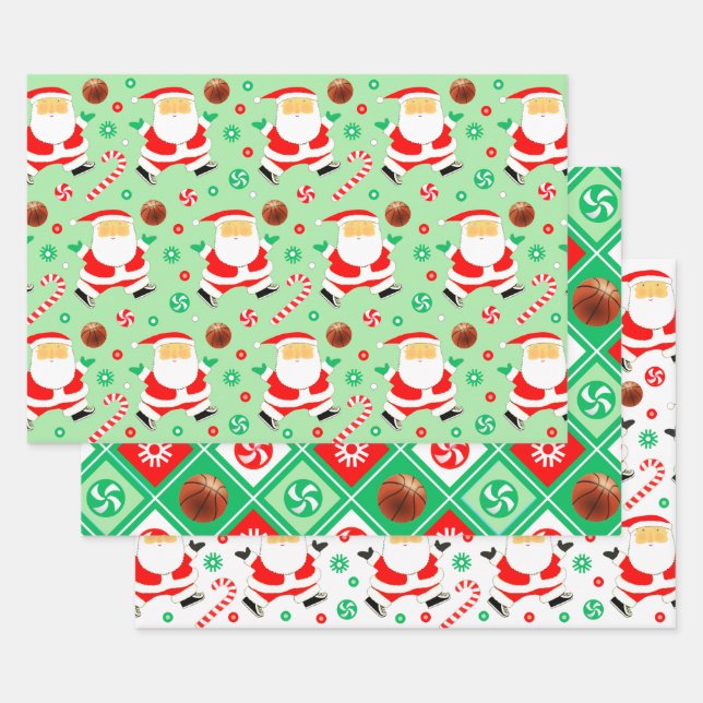 Basketball Christmas Holiday Gift Wrapping Paper (Set)