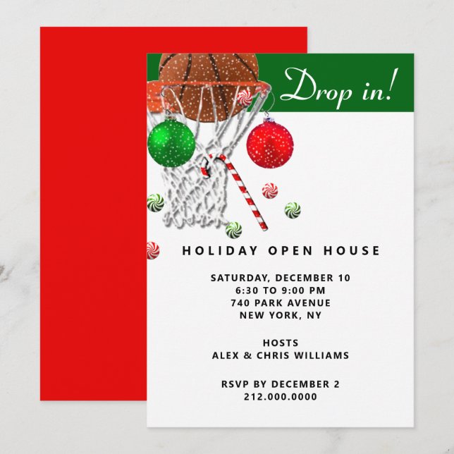 Basketball Christmas Holiday Party Invitation (Front/Back)