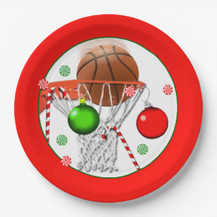 Basketball Christmas Holiday Party Paper Plate