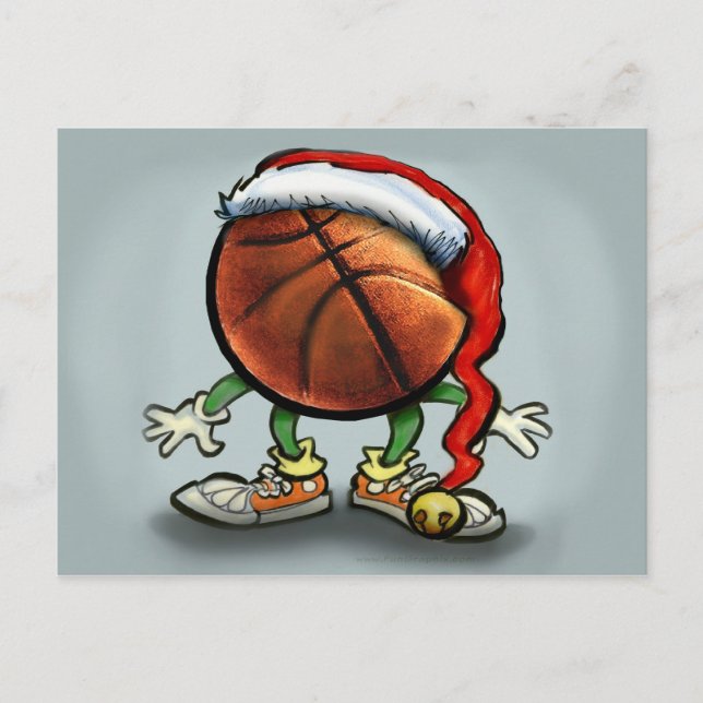 Basketball Christmas Holiday Postcard (Front)