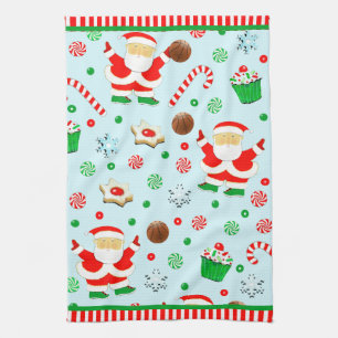 Basketball Christmas Holiday Tea Towel