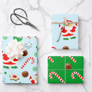 Basketball Christmas Holiday Wrapping Paper Sheet