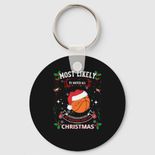 Basketball Christmas Key Ring