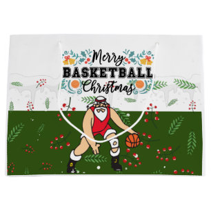 Basketball  Christmas Loading with Santa Claus  Large Gift Bag