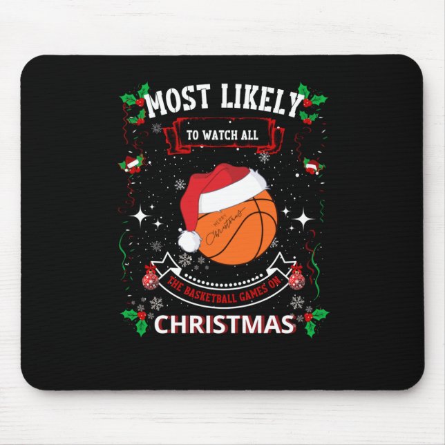 Basketball Christmas  Mouse Mat (Front)