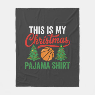 Basketball Christmas Pajama Shirt Fleece Blanket