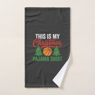 Basketball Christmas Pajama Shirt Hand Towel