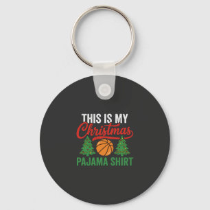 Basketball Christmas Pajama Shirt Key Ring