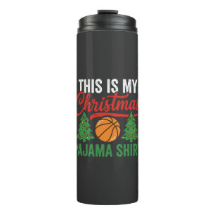 Basketball Christmas Pajama Shirt Thermal Tumbler
