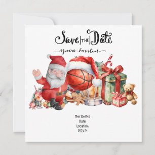 Basketball Christmas Party with Santa Claus Save The Date