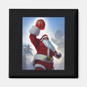 Basketball Christmas Santa Claus Dunking for Men a Magnet