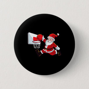 Basketball Christmas Santa Claus Slam Dunk Men Boy 6 Cm Round Badge