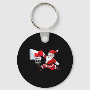 Basketball Christmas Santa Claus Slam Dunk Men Boy Key Ring