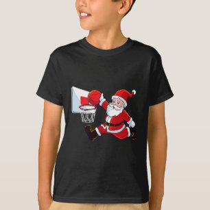 Basketball Christmas Santa Claus Slam Dunk Men Boy T-Shirt