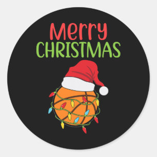 Basketball Christmas Santa Xmas Sport Christmas Ba Classic Round Sticker