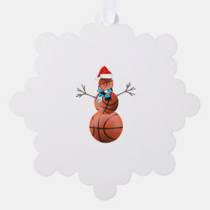 Basketball Christmas Snowman Tree Decoration Card