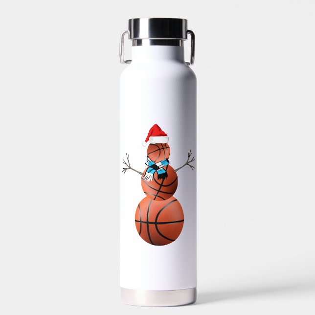 Basketball Christmas Snowman Water Bottle (Front)