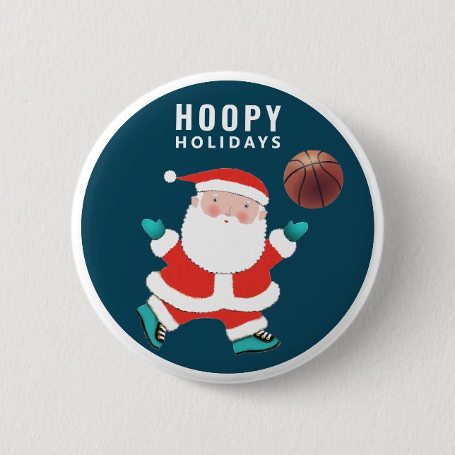Basketball Christmas Stocking Stuffer 6 Cm Round Badge (Front)